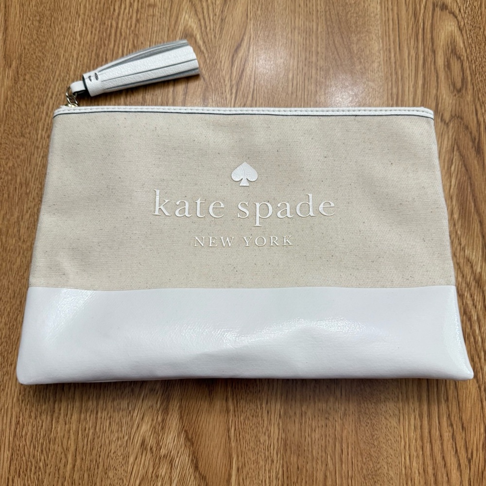Kate Spade Tan and White Pouch